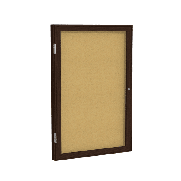 Enclosed Cork Bulletin Board - Walnut Wood Frame 1 enclosed cork bulletin board