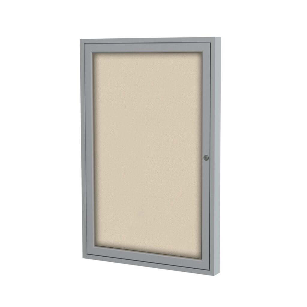 Enclosed Fabric Bulletin Board Satin Aluminum Frame Ghent