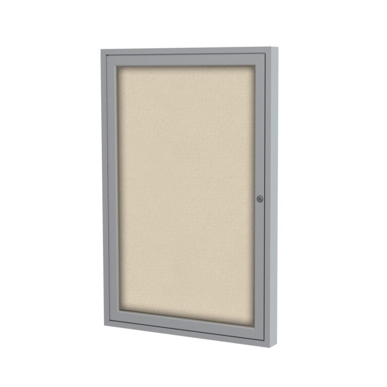 Enclosed Fabric Bulletin Board – Satin Aluminum Frame – Ghent