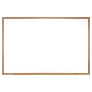 A 2' by 3' wood-framed whiteboard straight-on view