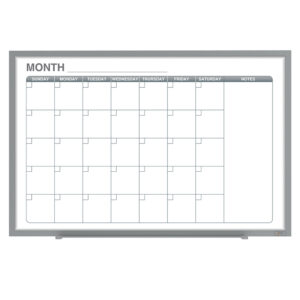 Calendar whiteboard 1 month with a gray frame.