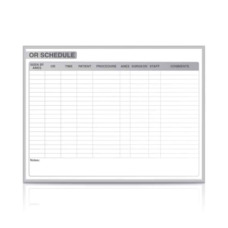 Healthcare Solutions 13 OR Schedule Whiteboard