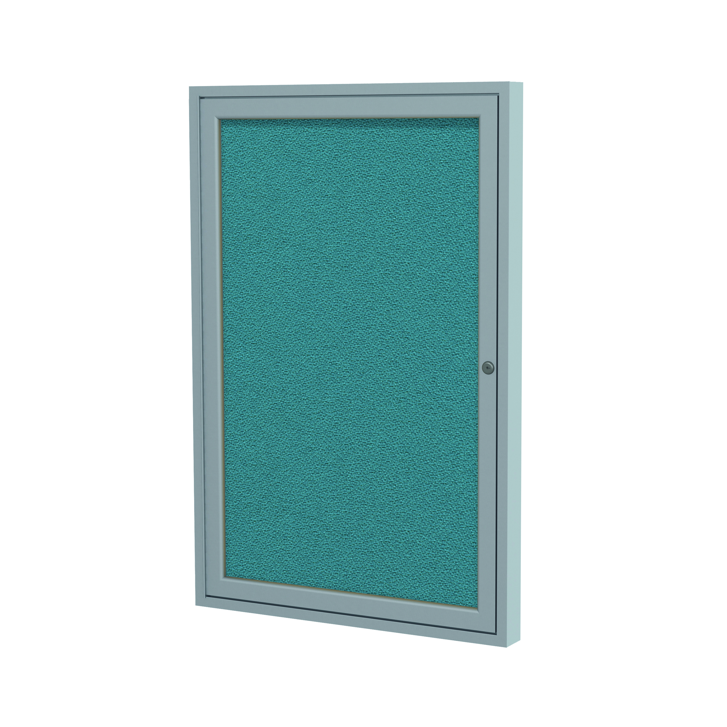 Enclosed Fabric Bulletin Board - Wood & Aluminum Frames 5 Enclosed Teal Fabric Bulletin Board with a Satin Aluminum Frame.