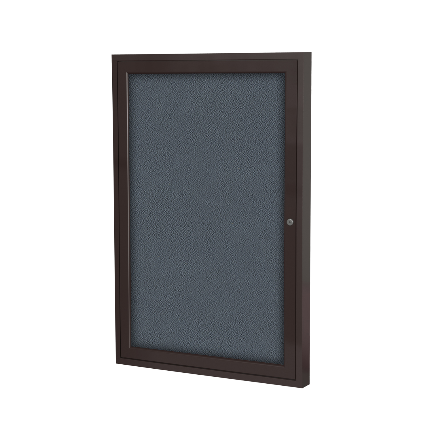 Enclosed Fabric Bulletin Board - Wood & Aluminum Frames 7 Enclosed Gray Fabric Bulletin Board with a Bronze Aluminum Frame.