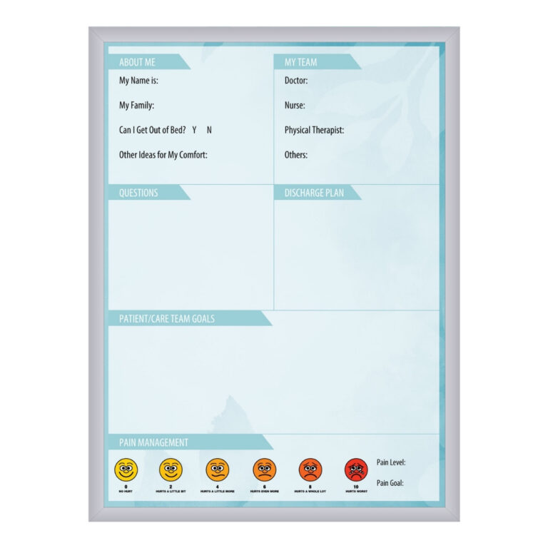 Patient Room Whiteboard with blue background