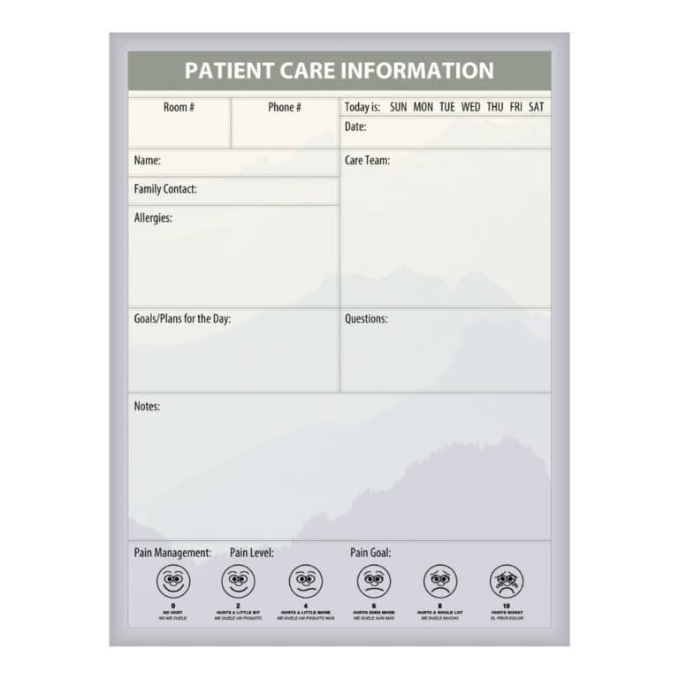 Patient Whiteboard with Mountain Background