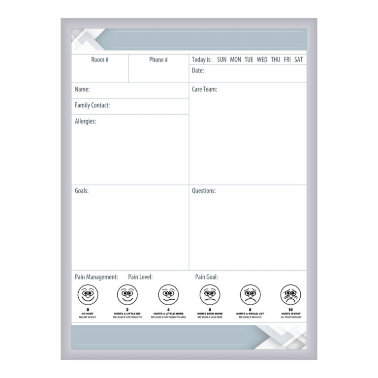 Patient Room Whiteboard with Gray border