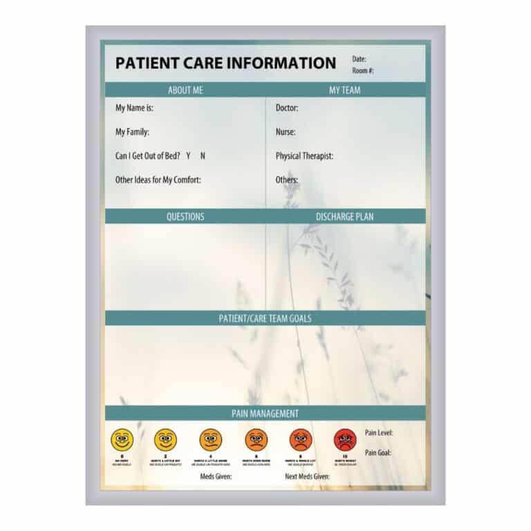 Patient room whiteboard