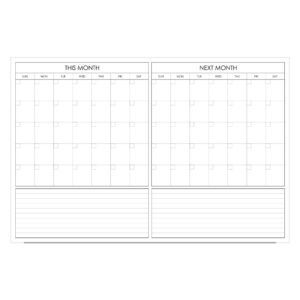 2 Month Calendar Glass Whiteboard with Notes