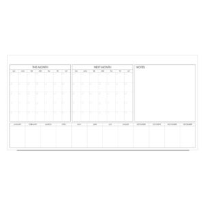 Glass whiteboard with two-month layout