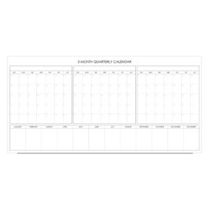 calendar glass whiteboard with three month layout