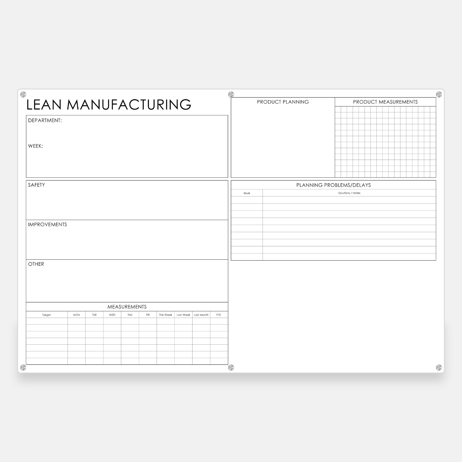 Lean Manufacturing Glass Whiteboard – Production Planning & Metrics 2 Lean Manufacturing Glass Whiteboard – Production Planning & Metrics - Image 2
