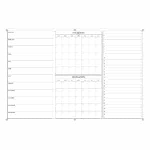 Monthly calendar layout with sections