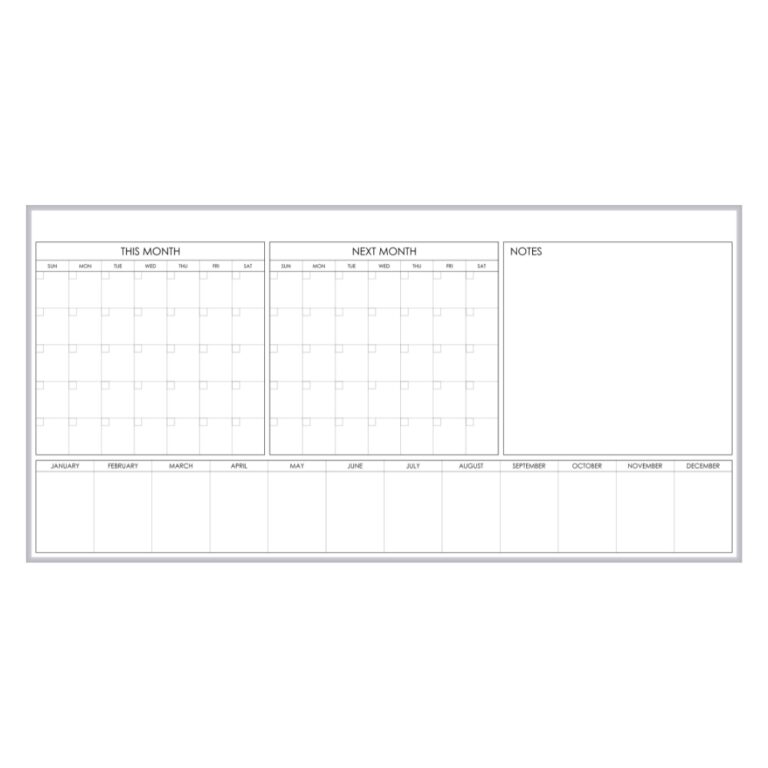 Whiteboard with 2 month calendar graphics