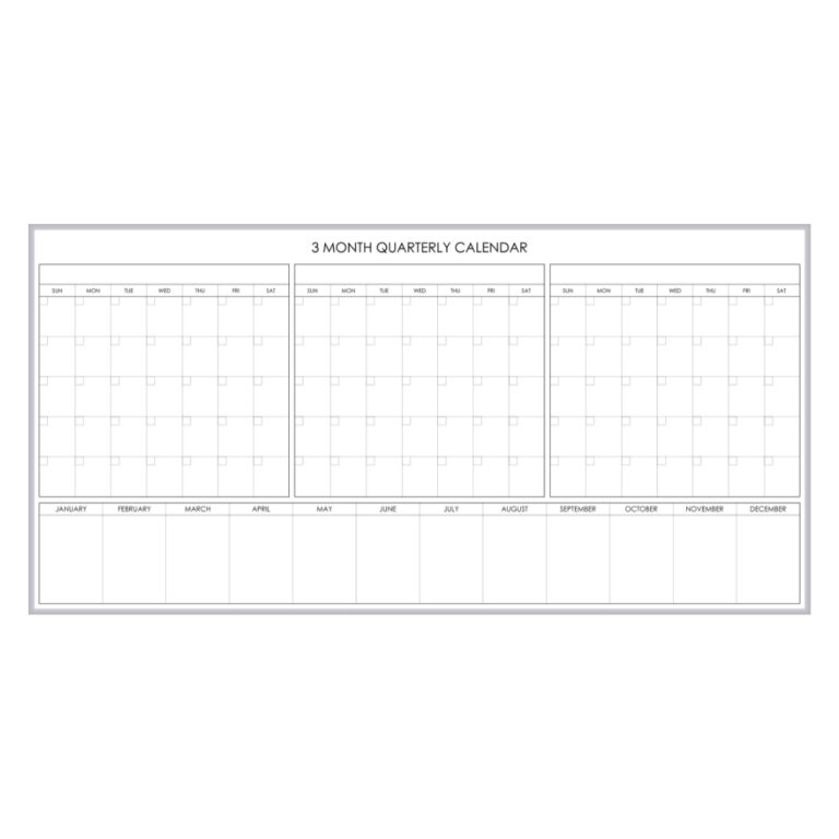 Three-month quarterly calendar layout