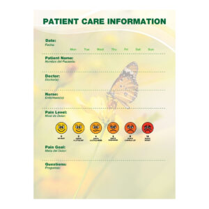 patient room glass whiteboard with butterfly background