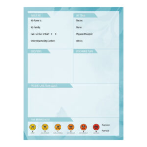 patient room glass whiteboard with blue background