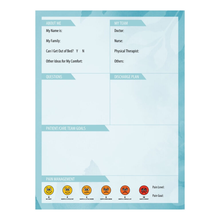 patient room glass whiteboard with blue background