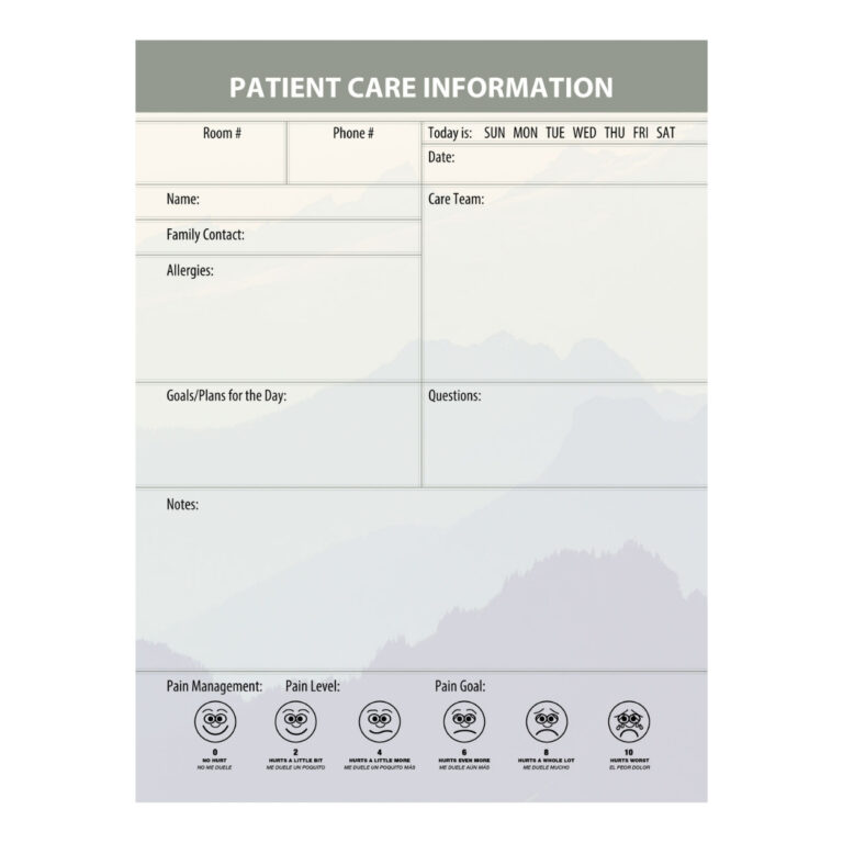 patient room glass whiteboard with mountain background
