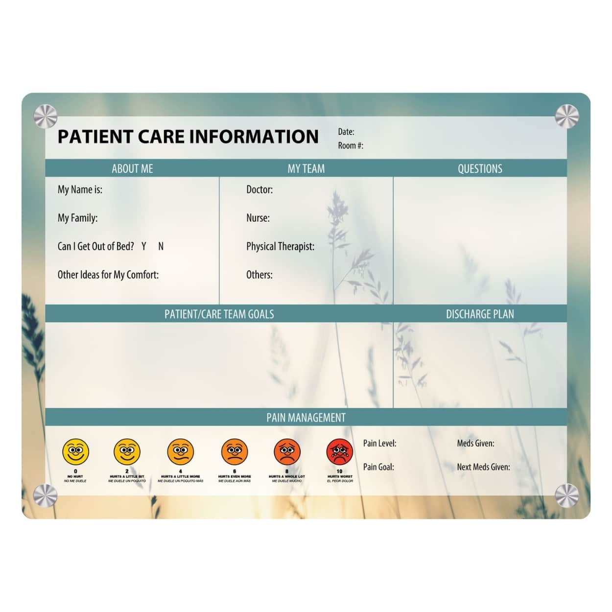 Patient Room Glass Whiteboard - Healing Environment Layout 5 patient room glass whiteboard horizontal